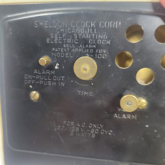 Vintage Electric Alarm Clock Sheldon Self Starting A-100 - Picture 5 of 6